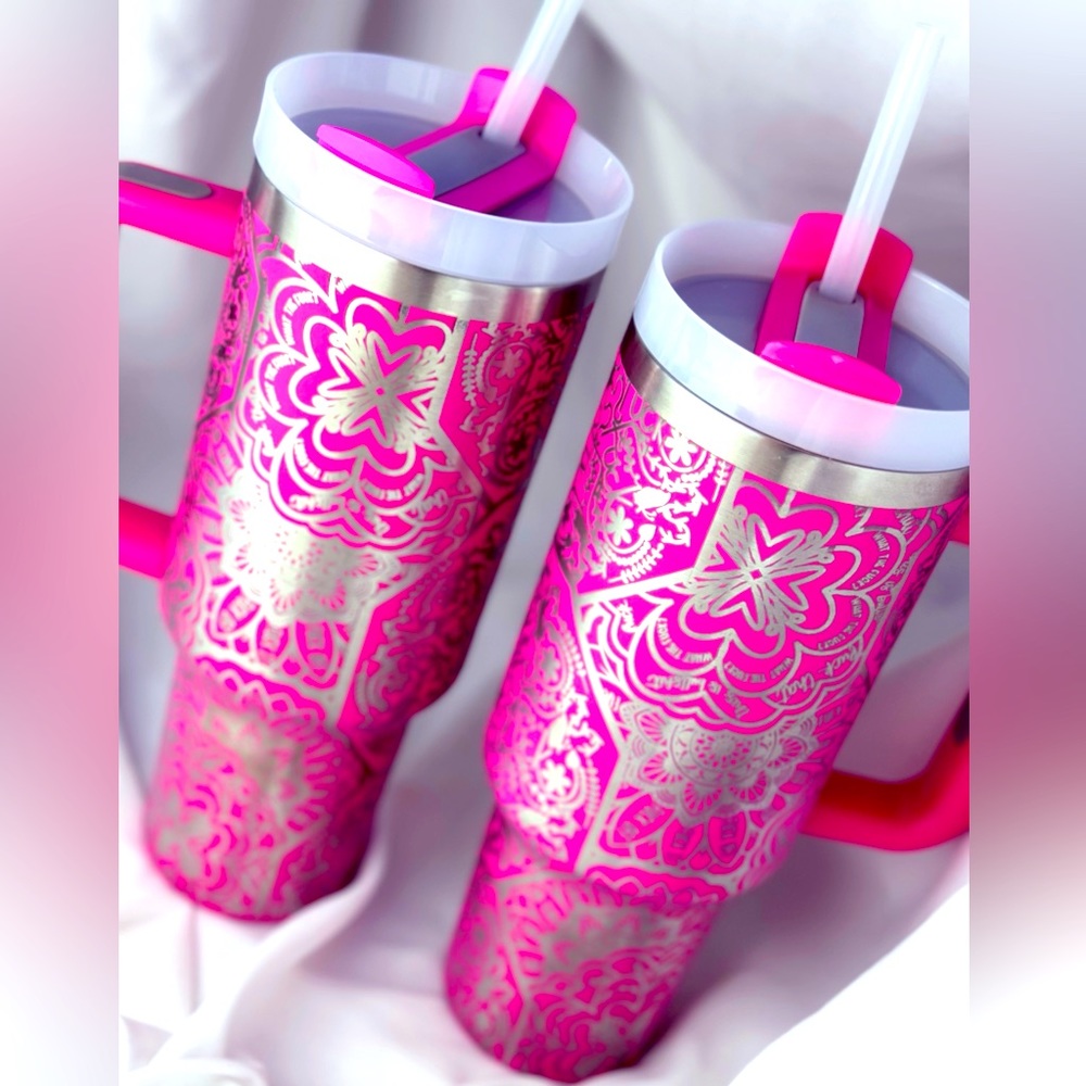 40 oz Hidden Swear Word Mandala Tumbler -  Curse Word Tumbler with Handle